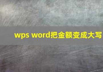 wps word把金额变成大写